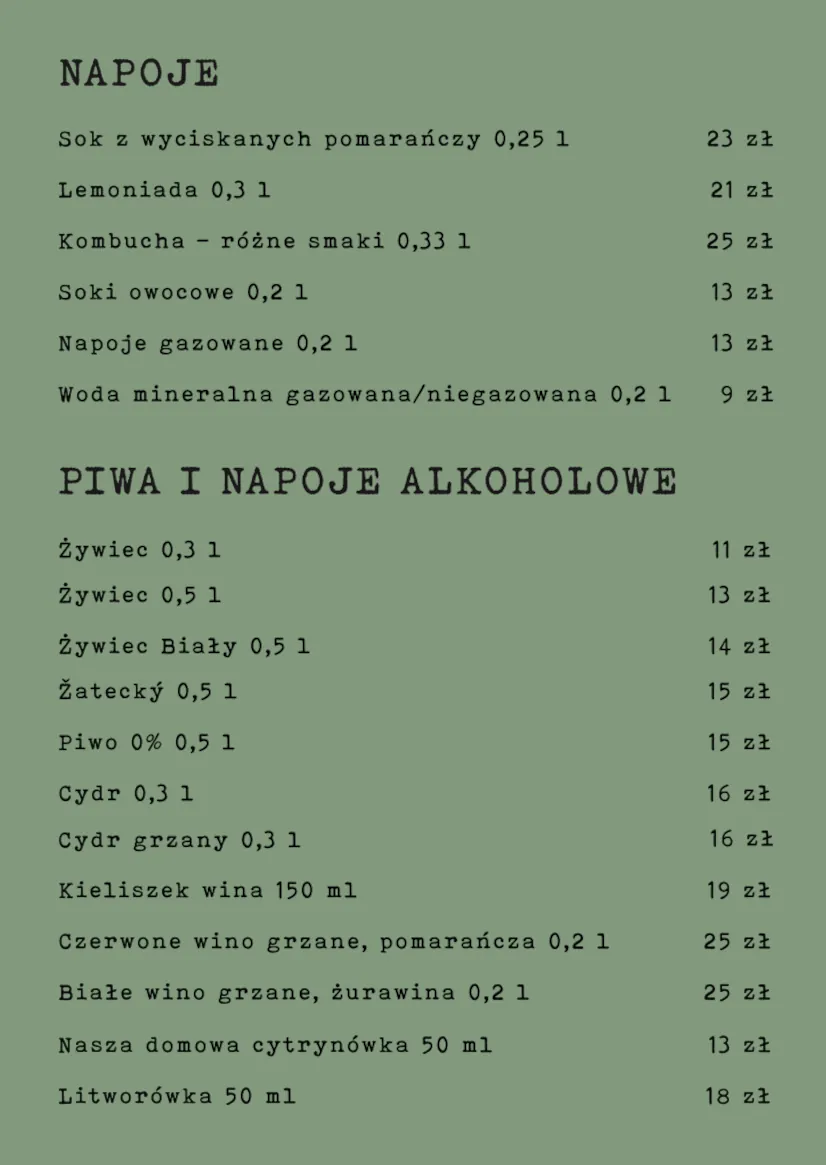 menu Leśniczówka u Zięby Dolina Chochołowska Zakopane